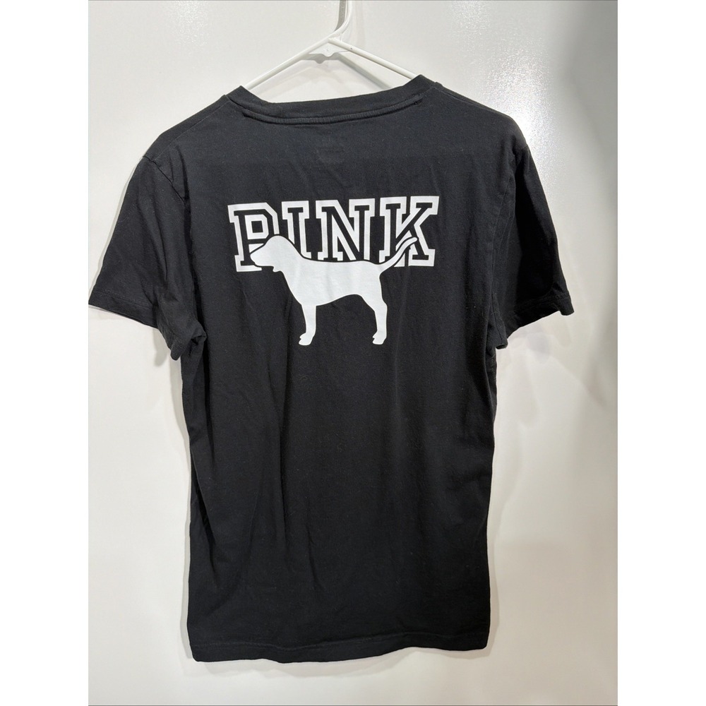 Victoria Secret Pink T-shirt, Black‎ With White Logo Size Small
